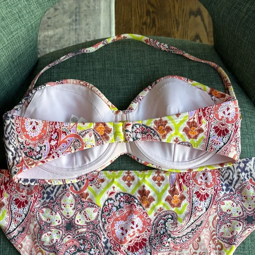 Victoria's Secret Women Multicolor Paisley Bikini pink bohemian size large/32DD